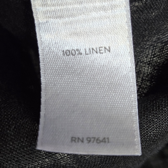 J. Jill 100% Linen Black Popover Lagenlook Boho Asymmetrical Hem Tunic Top LP - Picture 7 of 9